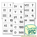 Roman Numerals And Numbers Matching Cards Primary Treasure Chest