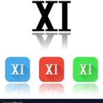 Xi Roman Numeral Icons Colored Set Royalty Free Vector Image