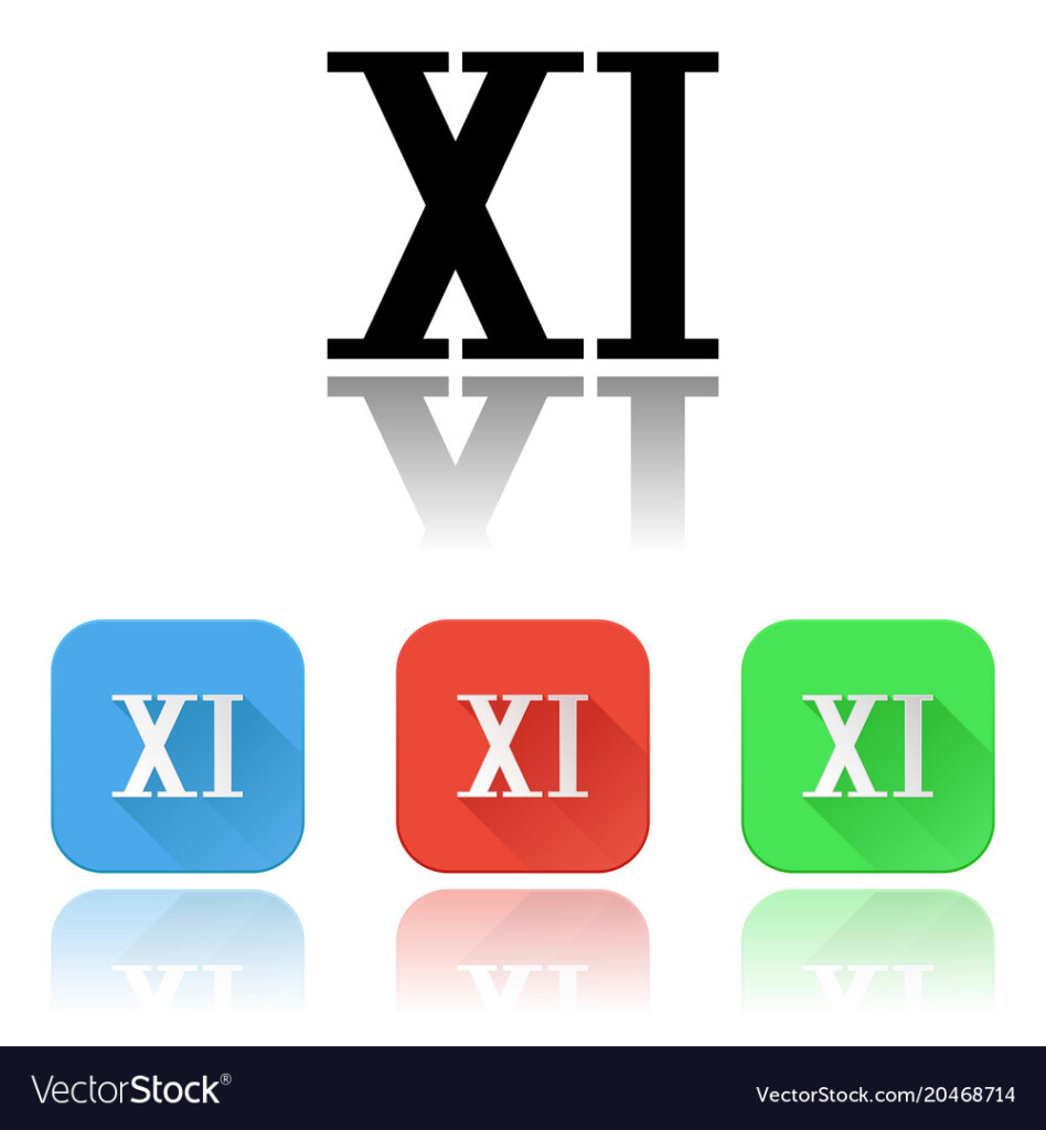 Xi Roman Numeral Icons Colored Set Royalty Free Vector Image