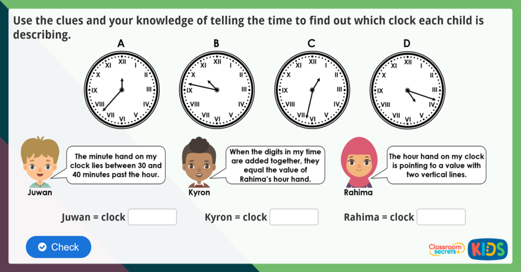Year 3 Time Roman Numerals Maths Challenge Classroom Secrets Kids